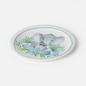 ボーイズエレファントベビーシャワー紙プレート ペーパープレート (アングル)