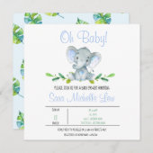 ボーイズエレファント水彩ベビーシャワー招待状 サンキューカード (正面/裏面)