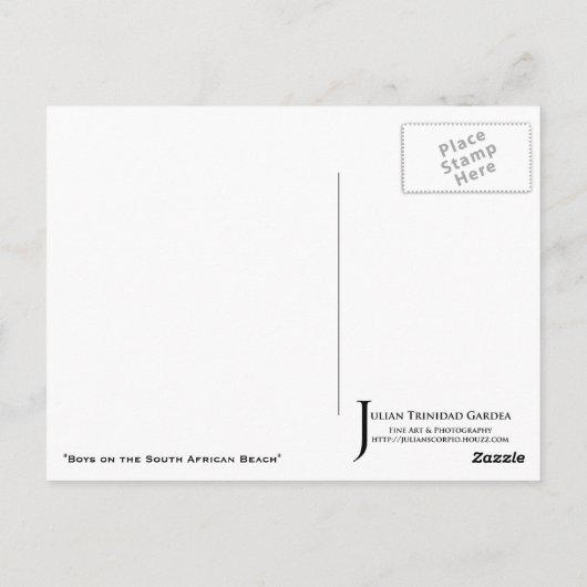 「ボーイズオンザサウスアフリカビーチ」 JTGアートはがき ポストカード (裏面)