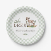 ボーイズオーディアウッドランドベビーディアー誕生日 ペーパープレート (正面)