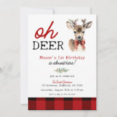 ボーイズオーディアクリスマスディアー誕生日 招待状 (正面)