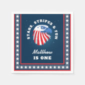 ボーイズオールアメリカンストライプスターおもしろい誕生日 スタンダードカクテルナプキン (正面)