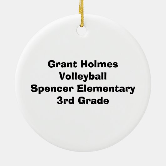 ボーイズカスタマイズバレーボールフォトオーナメント セラミックオーナメント (裏面)