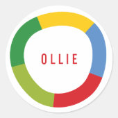 ボーイズカラフルトイズサークルおもしろい名バースデーパーティー ラウンドシール (正面)