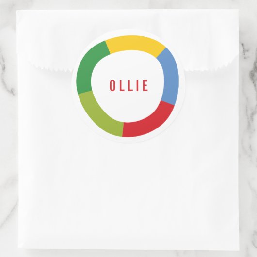 ボーイズカラフルトイズサークルおもしろい名バースデーパーティー ラウンドシール (バッグ)