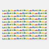 ボーイズカラフルトイズ輸送子供の誕生日パーティー ラッピングペーパーシート (正面)