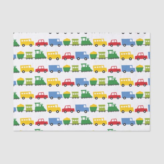 ボーイズカラフルトイズ輸送子供の誕生日パーティー 薄葉紙 (正面)