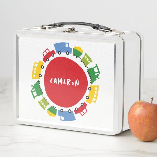 ボーイズカラフルトイズ輸送車のトラックのバス列車 メタルランチボックス (インサイチュ)