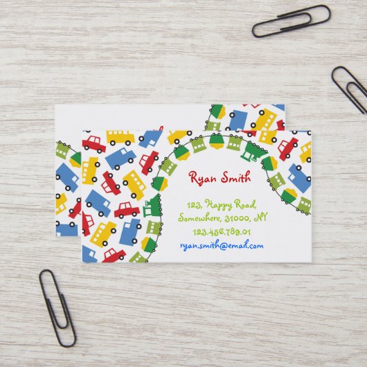 ボーイズカラフルトイズ輸送車のトラック列車 名刺 (正面/裏面インサイチュ)