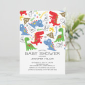 ボーイズカラフル恐竜ベビーシャワー招待状 招待状 (スタンド正面)