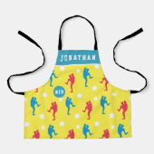 ボーイズカラフル野球選手のスター名と番号 エプロン (正面)