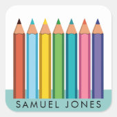 ボーイズカラーリングペンシル新学期 スクエアシール (正面)