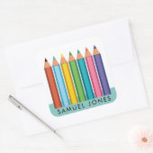 ボーイズカラーリングペンシル新学期 スクエアシール (封筒)