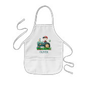 ボーイズカワイグリーントラクターパーソナライズされた 子供用エプロン (正面)