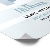 ボーイズカワイサファリエレファント誕生統計ベビー子供部屋 ポスター (角)