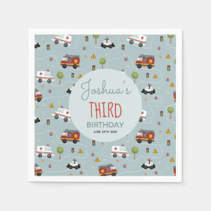 ボーイズカワイトブルー運輸パターン誕生日キッズ スタンダードカクテルナプキン