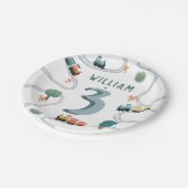 ボーイズカワイブルートレインモダントラベル子供の誕生日 ペーパープレート (アングル)