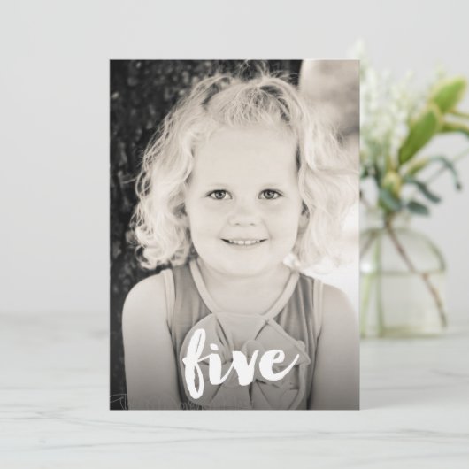 ボーイズガールズ5位誕生日ナンバーファイブ写真オーバーレイ 招待状 (スタンド正面)