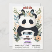 ボーイズキッズチャームベビーガールズパンダ1st誕生日 招待状 (正面)