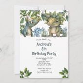 ボーイズキッズ恐竜第4回5回目7回目の誕生日パーティー 招待状 (正面)