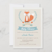 ボーイズキツネアンドアローズ赤ちゃんシャワー招待状 招待状 (正面)