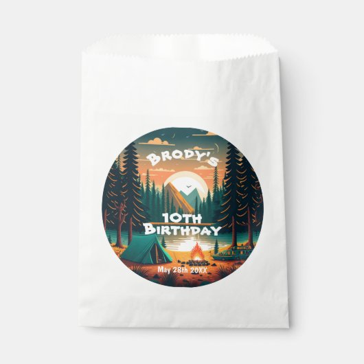 ボーイズキャンピングアドベンチャーバースデーパーティー フェイバーバッグ (正面)