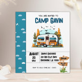 ボーイズキャンピングアドベンチャー誕生日スランバーパーティー 招待状