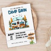 ボーイズキャンピングアドベンチャー誕生日スランバーパーティー 招待状