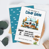 ボーイズキャンピングアドベンチャー誕生日スランバーパーティー 招待状