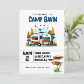 ボーイズキャンピングアドベンチャー誕生日スランバーパーティー 招待状 (スタンド正面)