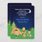 ボーイズキャンピングスリープバーバースデーパーティーの招待 招待状 (正面/裏面)