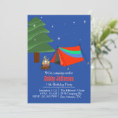 ボーイズキャンプアウトバースデーパーティーの招待 招待状 (スタンド正面)