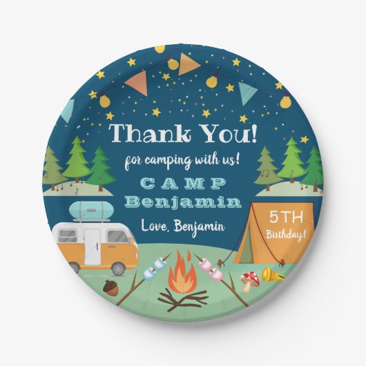 ボーイズキャンプ誕生日キャンプアウトパーティー ペーパープレート (正面)