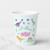 ボーイズキュートブルージャングルTレックス恐竜子供の誕生日 紙コップ (裏面)