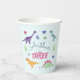 ボーイズキュートブルージャングルTレックス恐竜子供の誕生日 紙コップ