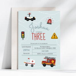 ボーイズキュートブルートランスポート幼児誕生日 招待状