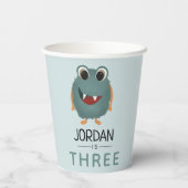 ボーイズキュートブルーモンスターエイリアン誕生日 紙コップ (裏面)