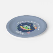 ボーイズキュートブルー宇宙エイリアン銀河系誕生日 ペーパープレート (アングル)