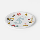 ボーイズキュートブルー建築ビークル子供の誕生日 ペーパープレート (アングル)