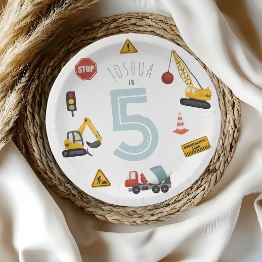 ボーイズキュートブルー建築ビークル子供の誕生日 ペーパープレート