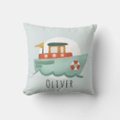ボーイズキュートブルー航海の海ボートベビー子供部屋 クッション (正面)
