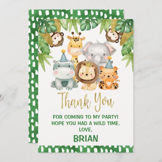 ボーイズキュートワイルドワンサファリサンキューカード 招待状 (正面/裏面)