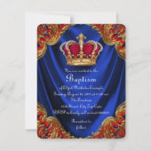 ボーイズクラウンプリンスバプティスブルー王室のサテン 招待状 (裏面)