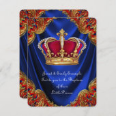 ボーイズクラウンプリンスバプティスブルー王室のサテン 招待状 (正面/裏面)