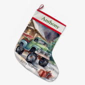 ボーイズクリスマスモンスタートラック ラージクリスマスストッキング (正面 (吊り時))