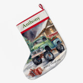 ボーイズクリスマスモンスタートラック ラージクリスマスストッキング (裏面 (吊り時))