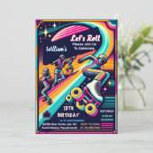 ボーイズクールガールズローラースケートで滑る13誕生日 招待状 (スタンド正面)