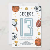 ボーイズクールスモダンポーツスター誕生日 招待状 (正面)