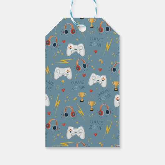 ボーイズクールブルーゲーミングサンキュー子供の誕生日 ギフトタグ (裏面)