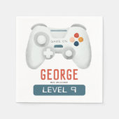 ボーイズクールブルーゲームキッズ9誕生日 スタンダードカクテルナプキン (正面)